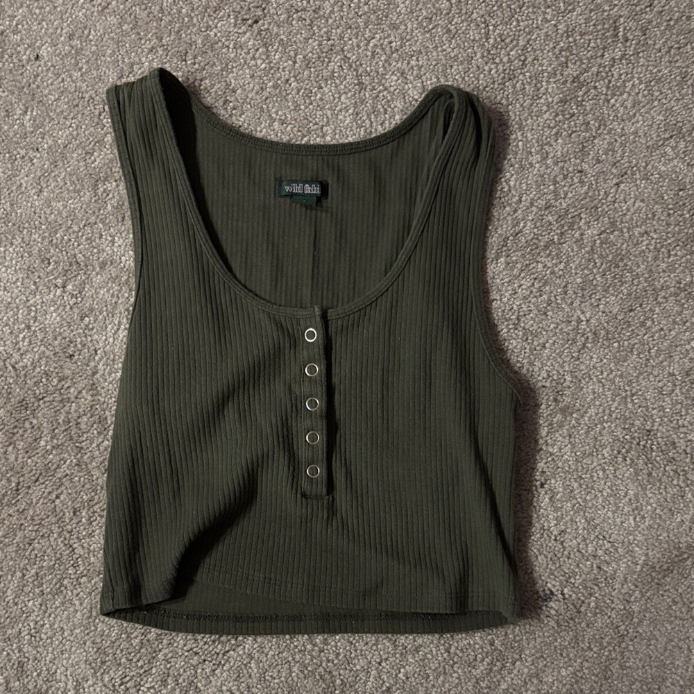 Wild Fable Olive Ribbed Tank Top